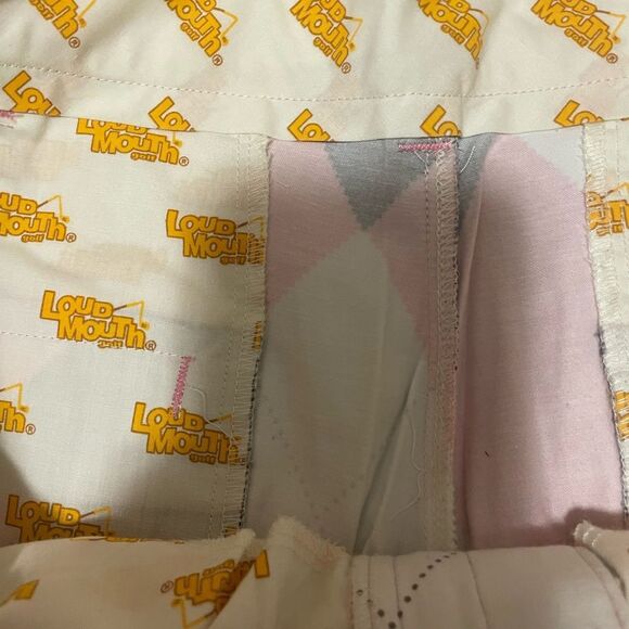 Loudmouth Golf Shorts Men’s Size 36 Pink Black White Argyle Diamond - Picture 4 of 7